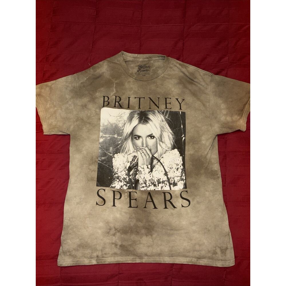 Britney Spears Retro Graphic Tie-Dye T-Shirt Large Green